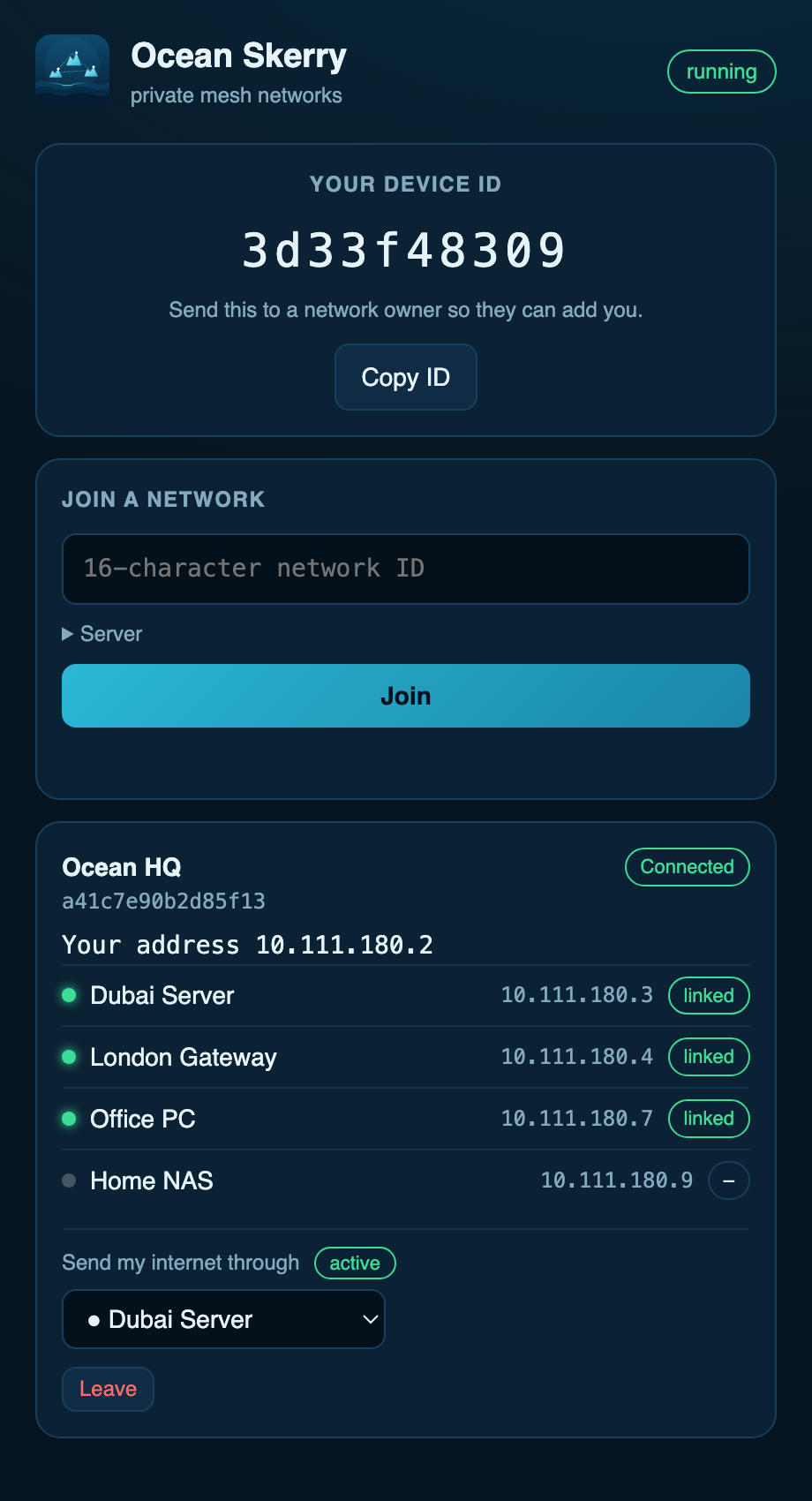 The Ocean Skerry desktop app